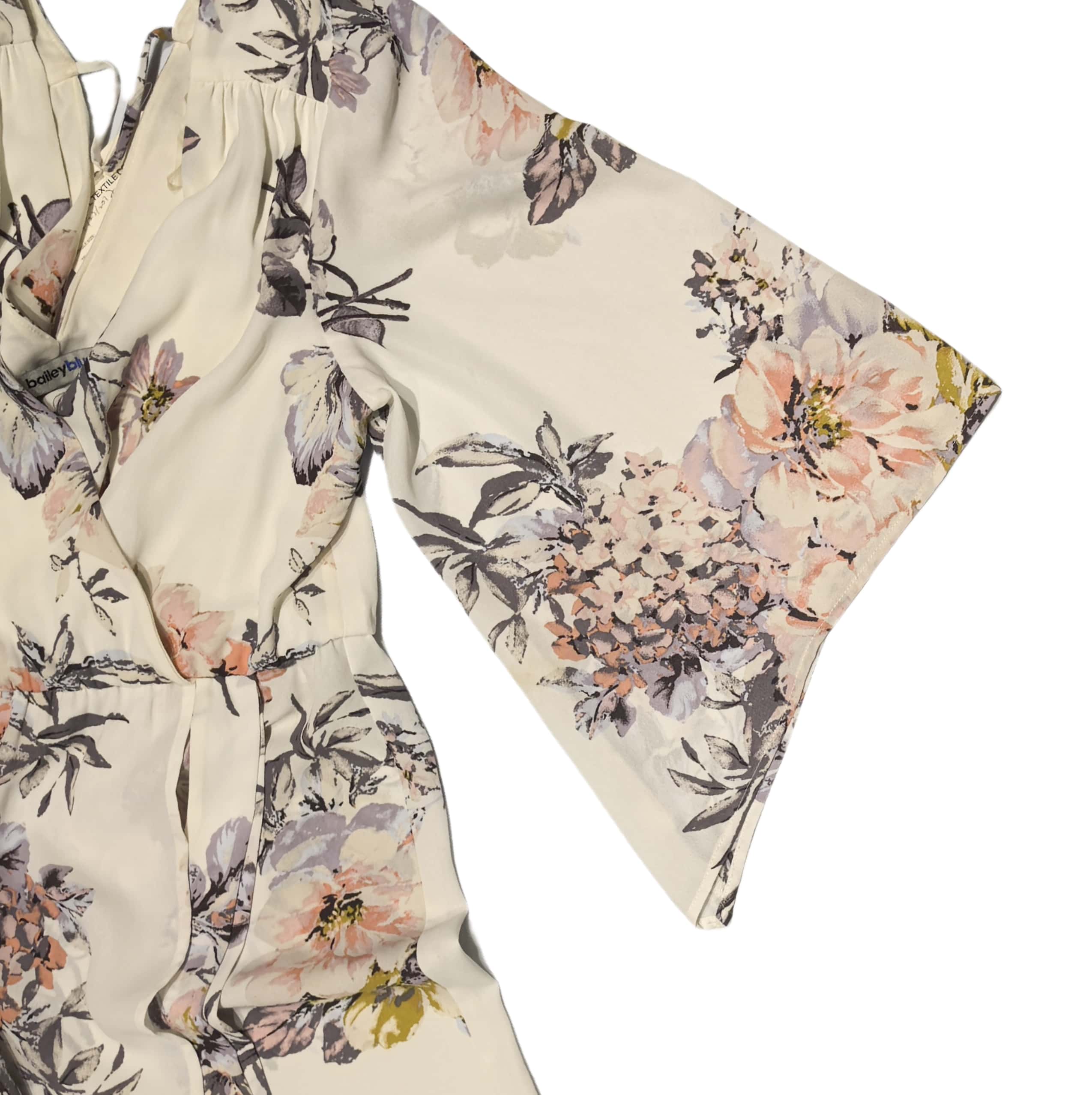 tie up waist cross V-neck with printing